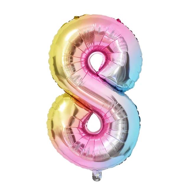 New 1Set Rainbow Unicorn Balloon 32 inch Number Foil Balloons 1st Kids Unicorn Theme Birthday Party Decorations Baby Shower Glob