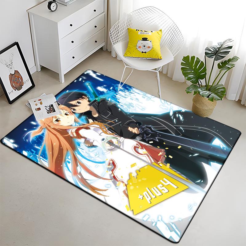 Hot Anime SAO Sword Art Online Modern House Living Room Floor Matte Bedroom Carpet Art Poster Mat Pattern Decorative Square Rug