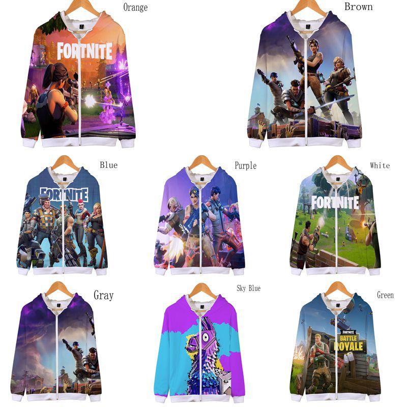 Fortnite Hoodie 3d Print Zipper Sweatshirts Battle Royal Cosplay Costume