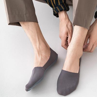 Calcetines náuticos de seda de hielo sin costuras para hombre, transpirables, de algodón, con suela de silicona, antideslizantes y invisibles.