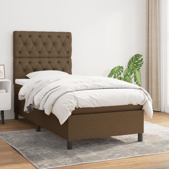3141972 vidaXL Divan Bed with Mattress Dark Brown 80x200 Cm