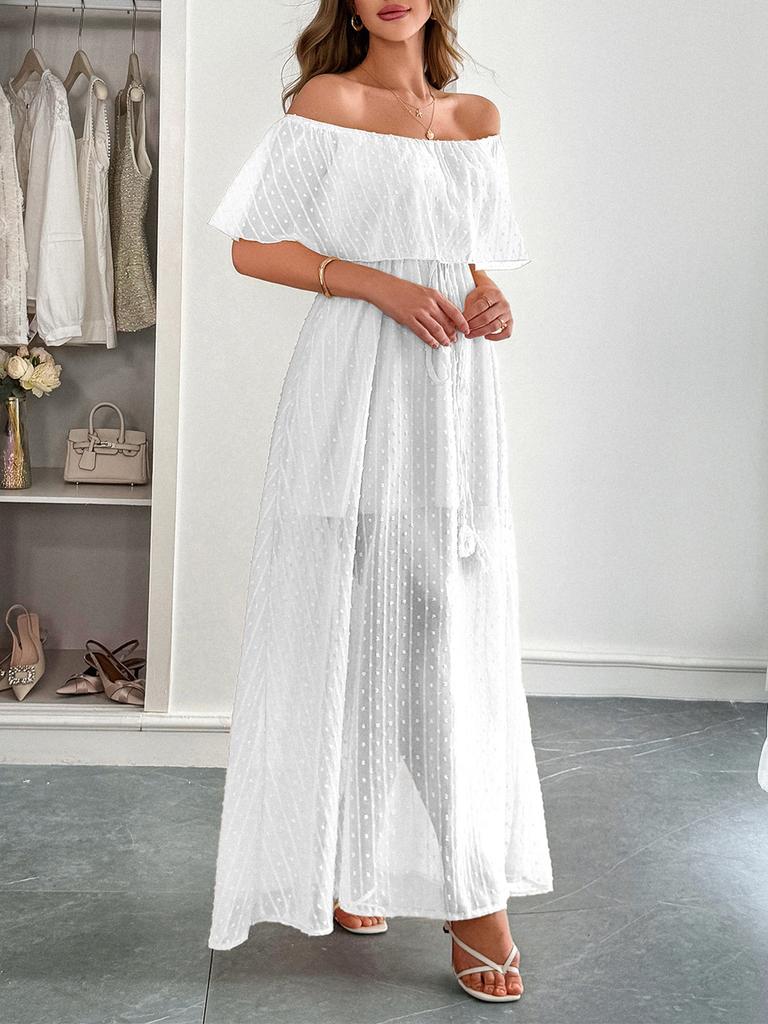 Women's Bohemian Sexy Off-Shoulder Short Sleeve Dress for Summer