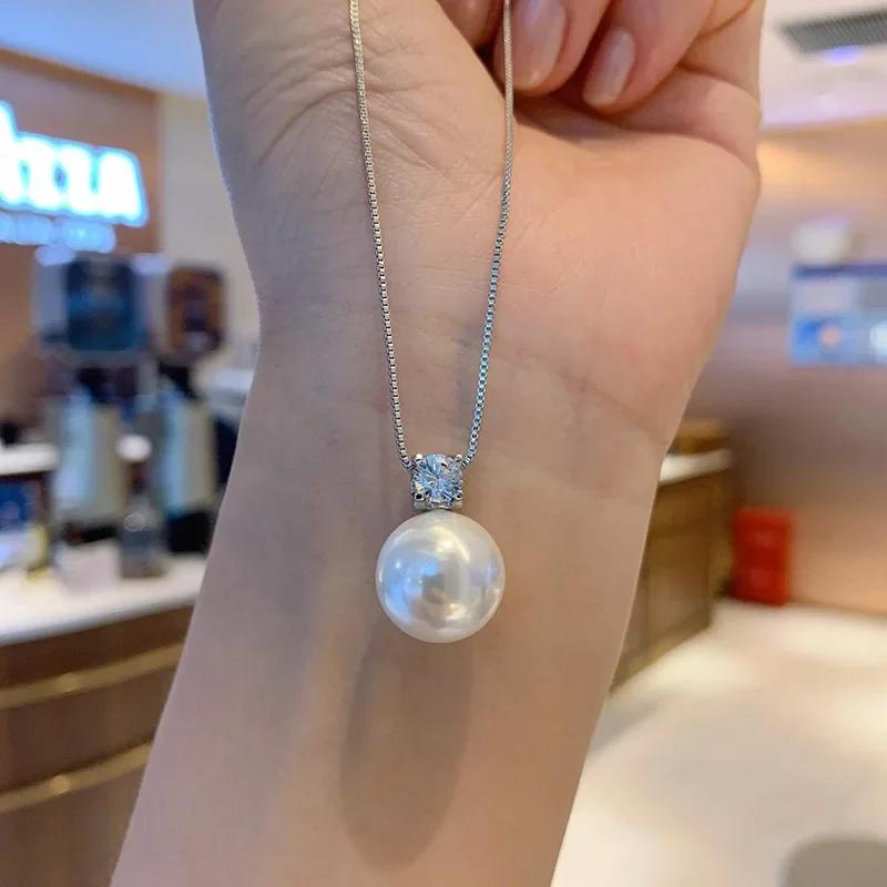Simple Stylish Simulated Pearl Earrings with Cubic Zirconia Fashionable Women Silver Color Luxury Trendy Jewelry