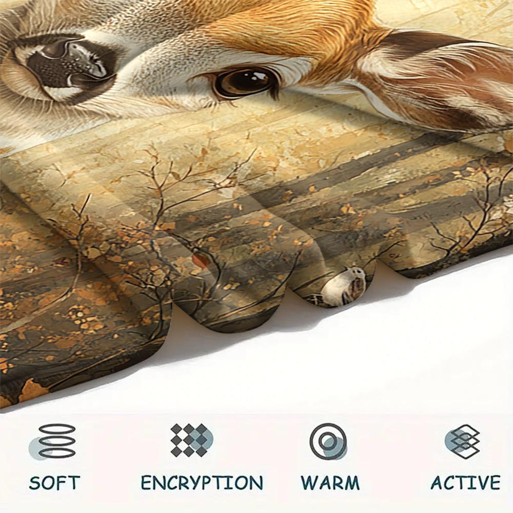 Deer Print Flannel Blanket, High Quality Comfortable for All Seasons, Home Decor, Warmth and Comfort, Perfect for Christmas Gifts