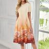 Women's Casual Sundress Summer Boho Beach Dress Floral Blouses For Women O Neck Loose Dresses