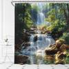 Waterfall Shower Curtain Forest Waterfall Nature Scenery Green Tree Outdoor Landscape Tropical Jungle Rainforest Fabric Bathroom