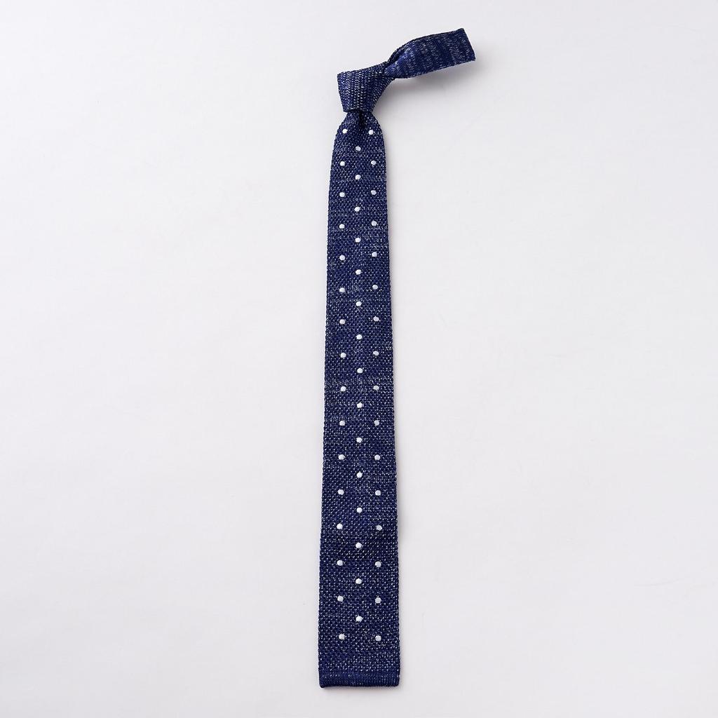 tie tie Blue Blue [Ogier] Tie/knit 100% silk/dot pattern/narrow tie/slim