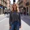 Rose Beauty A Autumn and winter women's knitted round neck loose solid color sweater