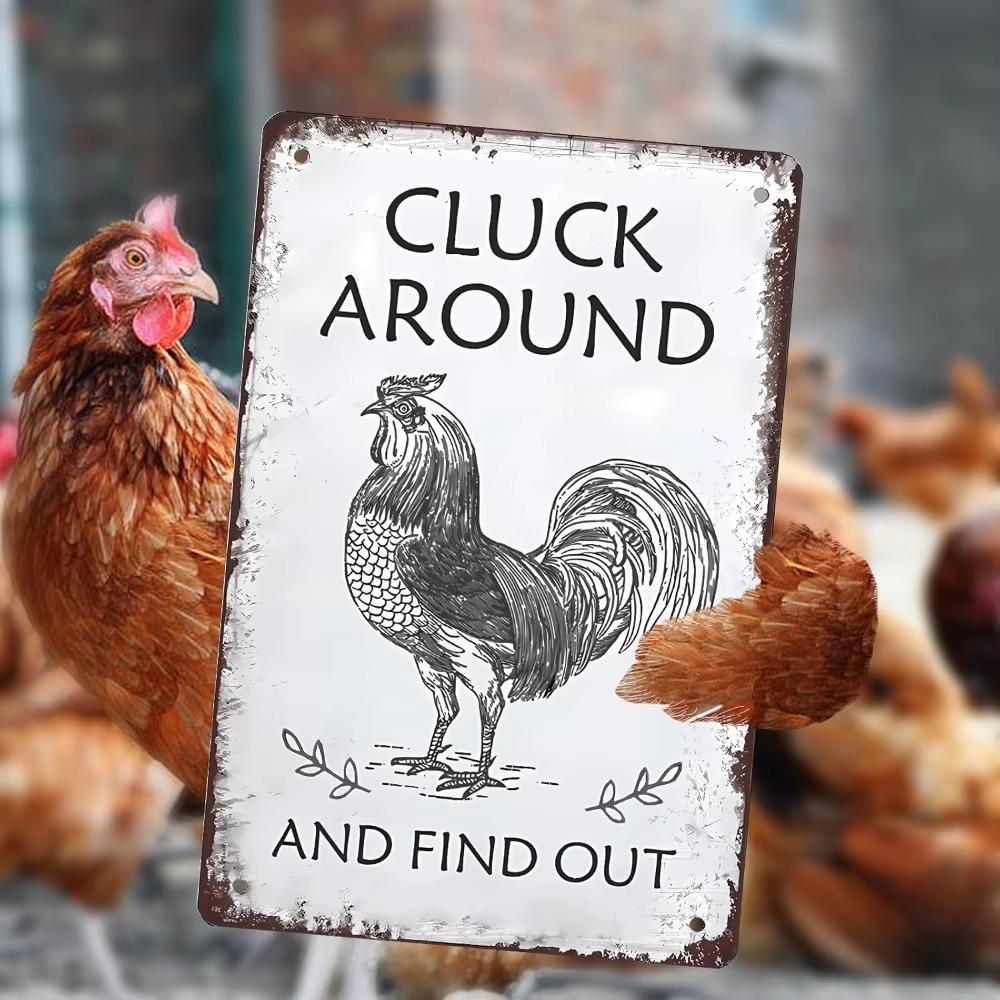 Funny Chicken Sign Cluck Around And Find Out Vintage Metal Tin Plaque Wall Decor for Bars Pubs Man Caves Garages Retro Design