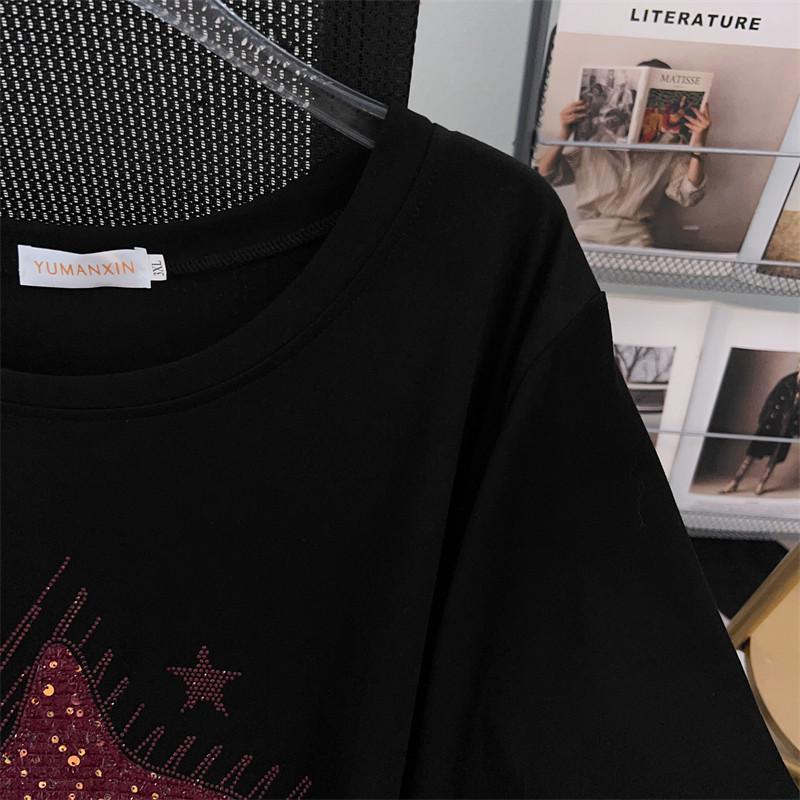 Women's Plus Size Slimming Loose Short-Sleeve Mid-Length T-Shirt (Round Neck)