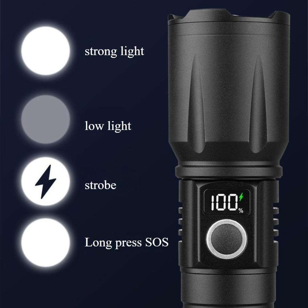 Strong Light Flashlight White Laser Aluminum Alloy Zoomable Outdoor Lighting Flashlight Outdoor Lamp Emergency for Fishing