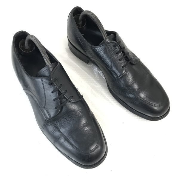70s-80s Vintage Felt Tongue Leather U-tip McKay Construction 9 26.5-27.0 Black Maker Unknown Business Dress shoes(USED)