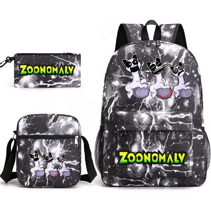 Deformed Zoo School Bag Male and Female Students Three-piece Large Capacity Backpack