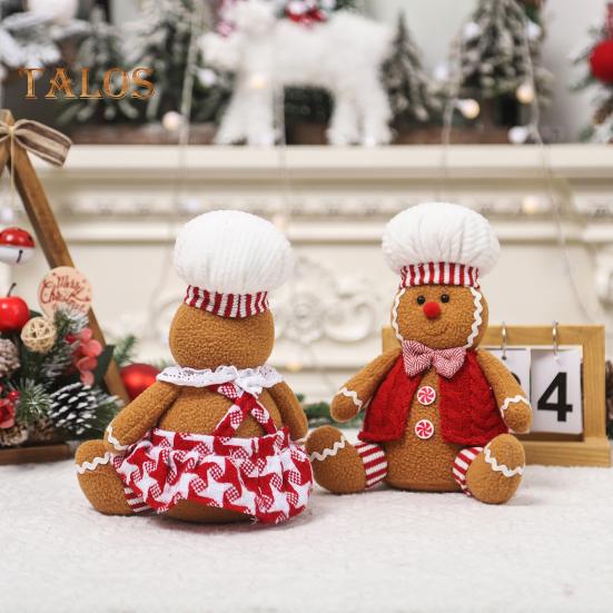 Bambola di Pan di Zenzero di Natale in Peluche Morbida Imbottita Giocattolo Bambola di Natale per Decorazioni Festive Ragazza Ragazzo Seduto Giocattolo Pan di Zenzero per Esposizione su Porta Scaffale