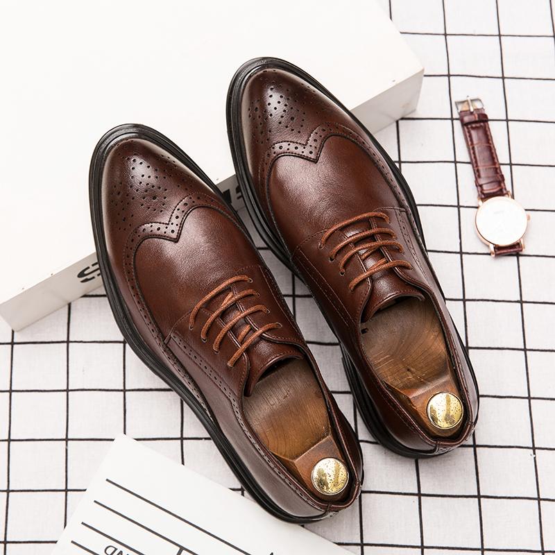 Fashion Men's Casual Shoes Brock Oxford Vintage Pointed Men's Official Shoes Spring and Autumn 2024 New Business Classic Men's Shoes