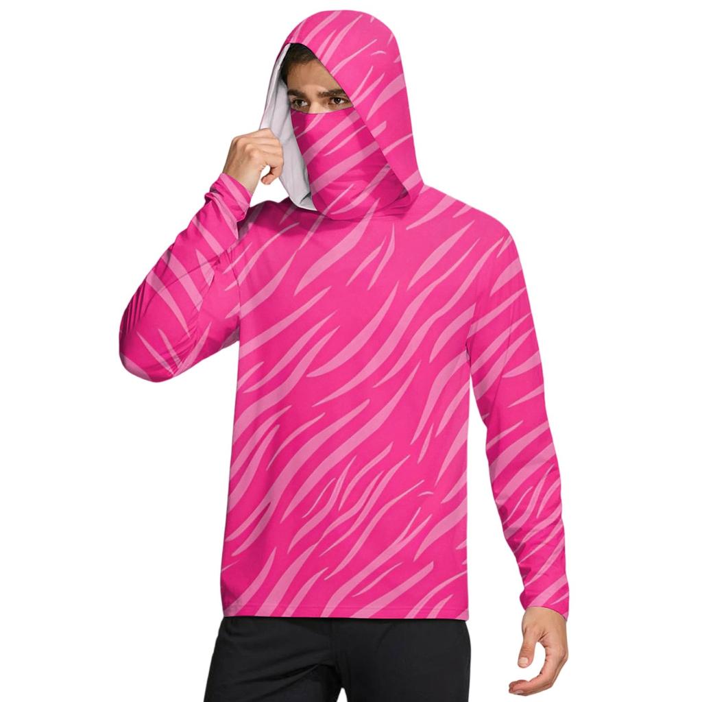 Men's Shirt With Mask Lightweight Long Sleeve Hooded Hiking Fishing Performance
