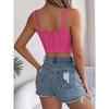 GMXIA Spring Summer Solid V-neck Twisted Crop Crop Top Vacation Knitted Sweater Women's Wear