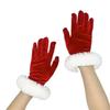 Mit Kunstfellbesatz Feiertags-Fäustlinge Kurze Samthandschuhe Mode Weihnachten Rote Handschuhe Herren Damen