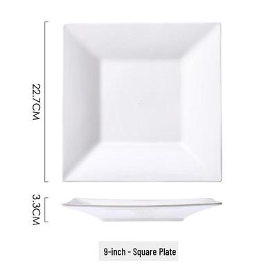 ZISIZ White Ceramic Square Dinner Plates