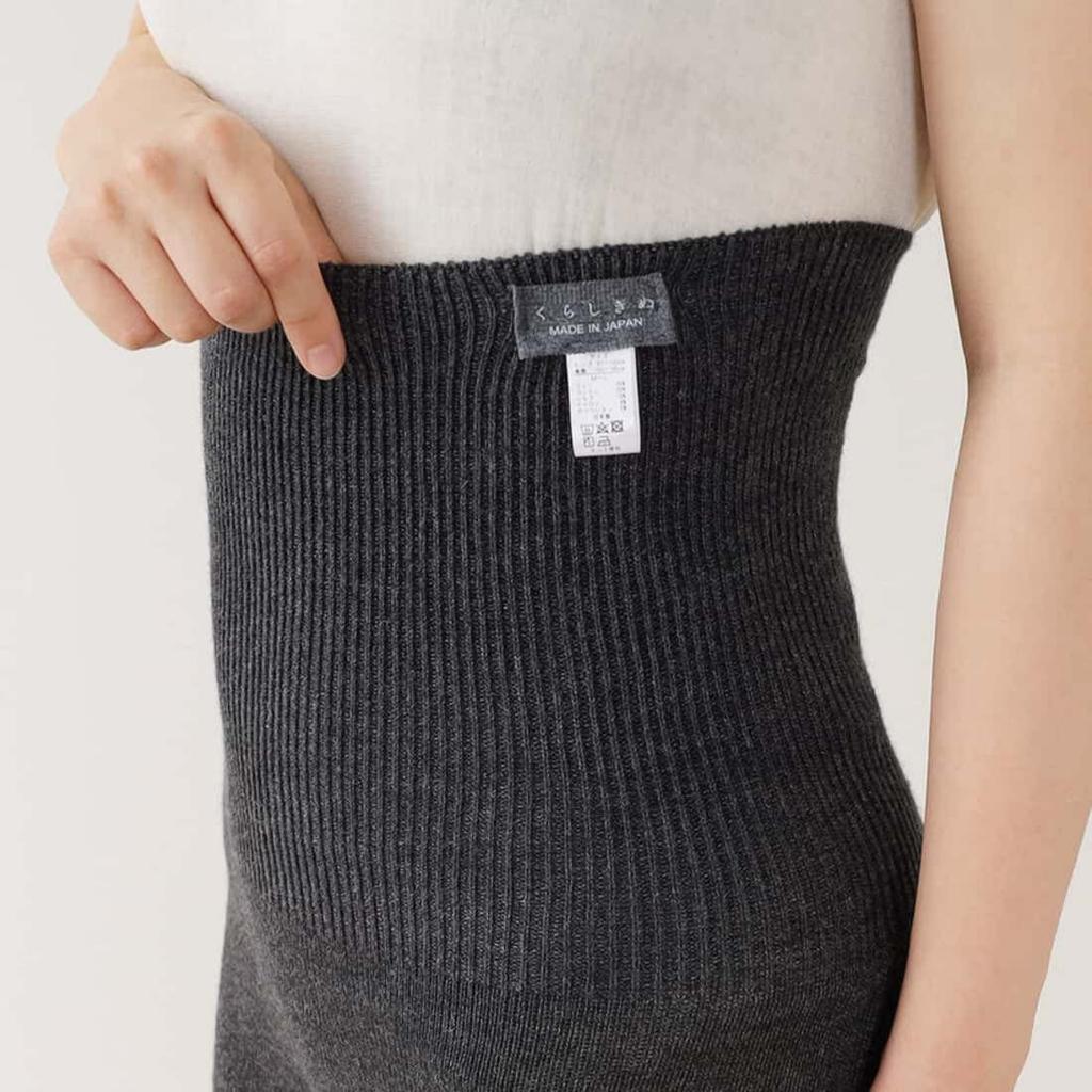 Kurashikinu Belly Warmer Made of and for Sensitive and Dry Warming and Cold Made In Half Charcoal Gray Pants, Linen, Cotton, Silk, Unisex, Skin,