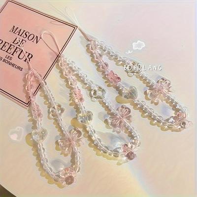 Roze Kralen Meisjes Hart Armband Leuke Hanger Geschikt voor Alle Modellen Mobiele Telefoons en Camera's Nieuwe DIY Handige Hangende Decoratie Polsband