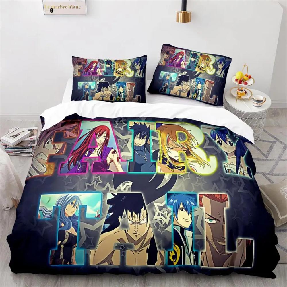 3D-Druck Fairy Tail Natsu Anime Bettwäsche-Kollektion Doppel Einzel King Bettbezug Decke Kissenbezug Jungen Mädchen Erwachsene Schlafzimmer