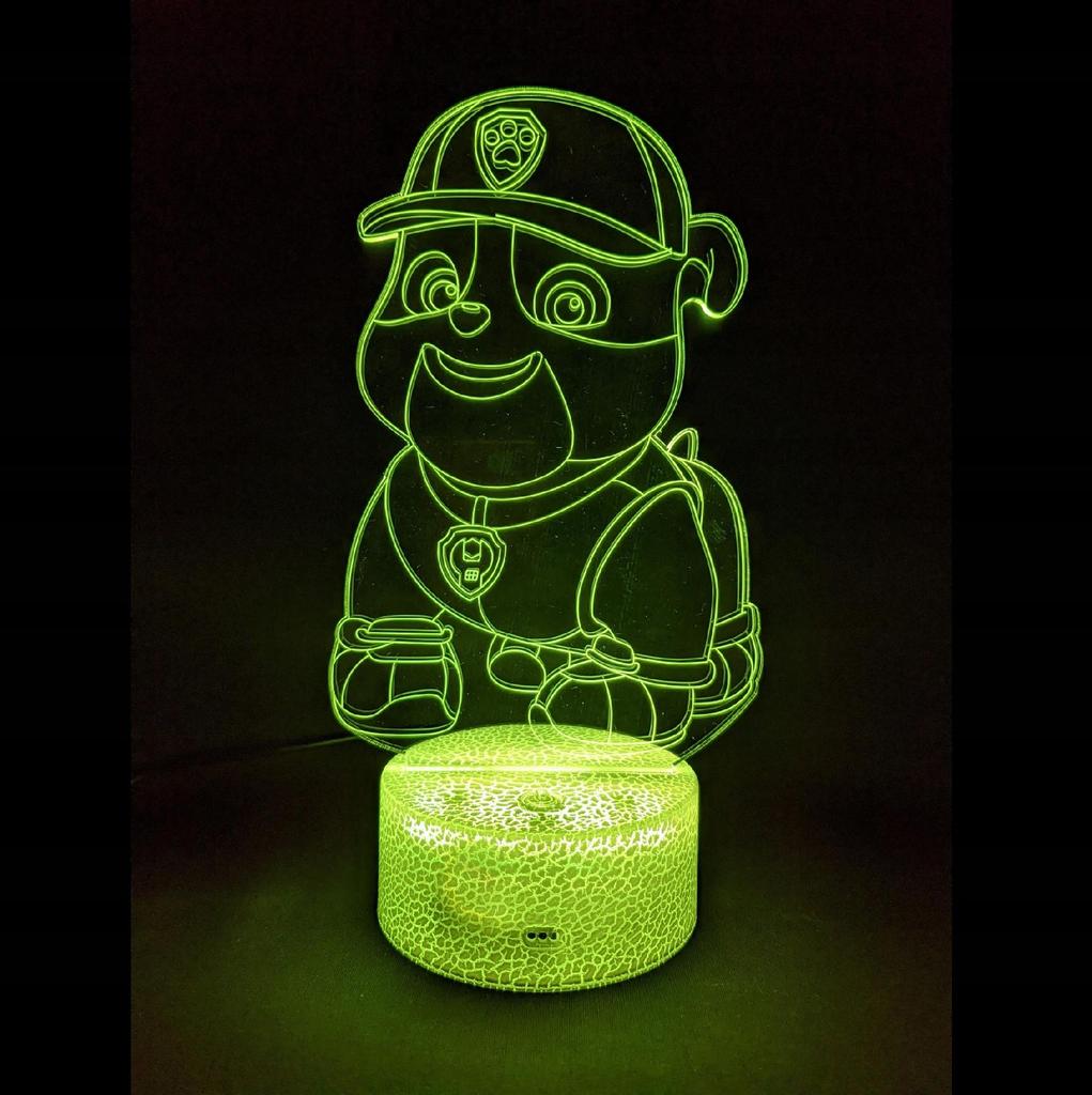 Lampka 3D Led Psi Patrol Rubble Usb/Baterie + Pilot Rgb