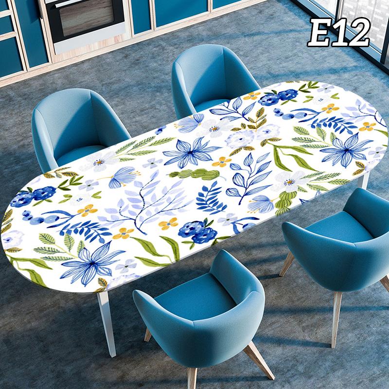 Oval Tablecloth Table Cover Waterproof Oil-Proof Elastic Kitchen Dining Room Wedding Party Table Cover Outdoor Picnic Camp Decor