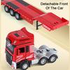 1:48 Flatbed Trailer Excavator Model Toy Car Sound Light Movable Joint Inertial Sliding Engineering Vehicles Boys Hobby Turcks