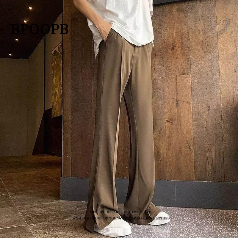 

Unisex Micro-Flare Loose Drape Trousers for Spring & Autumn: Men s Wide-Leg Casual Long Suit Pants 2XL чёрный