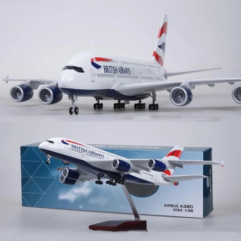 Airways 1:160 Scale Diecast Plane Model British A380 Model Airplane Collection with LED Light Touch or Sound Control for Gifting