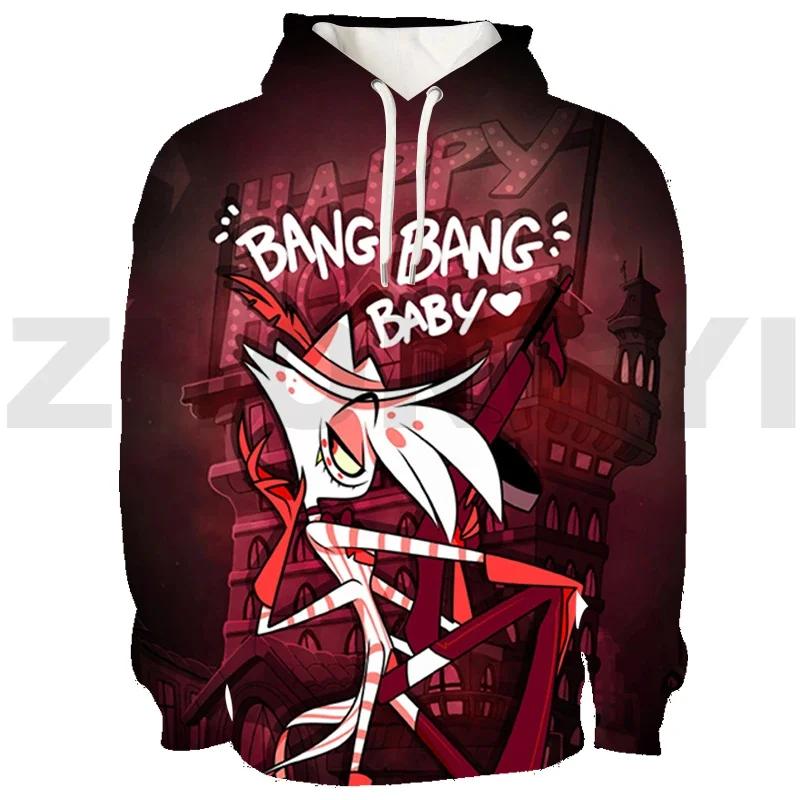 Harajuku Hazbin Streetwear 3D Print Hotel Men Clothing Hip-Hop High Street Sweatshirts Female Anime Hoodie Cosplay Costume Hoody