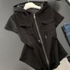 Korean Japanese Women Summer Slim Fit Hooded T Shirt Pure Desire Casual Fashion Top