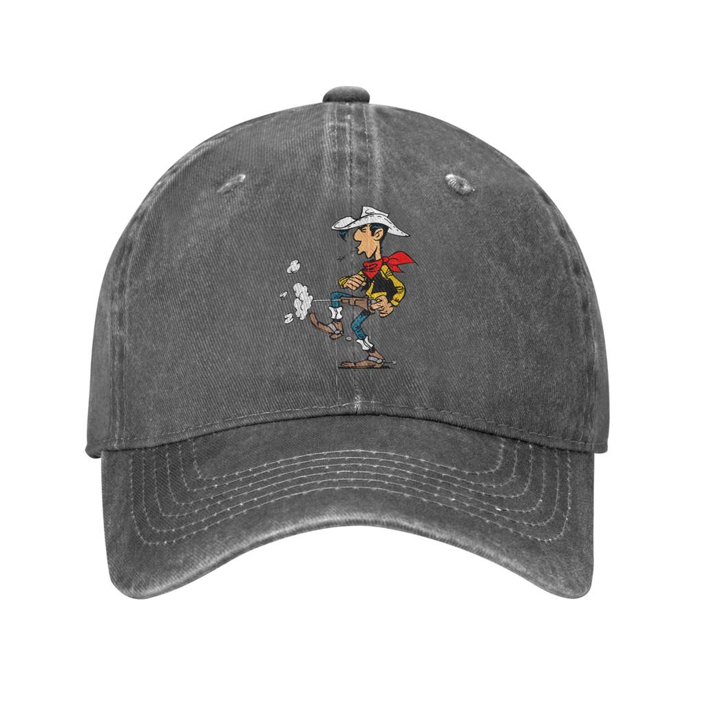 Lucky Luke Unisex Baseballpet Cartoon Verweerd Gewassen Petten Hoed Vintage Buiten Alle Seizoenen Reizen Pasvorm Snapback Pet