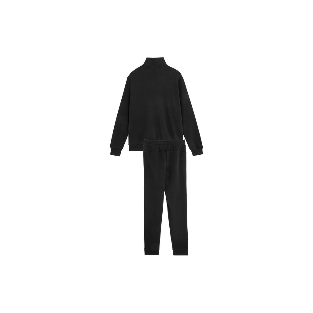 Puma Clean Sweat Suit Logo Print Stand Collar Zip Top Jogger Pants Casual Sports Set Men sweat suit Black 681268-01