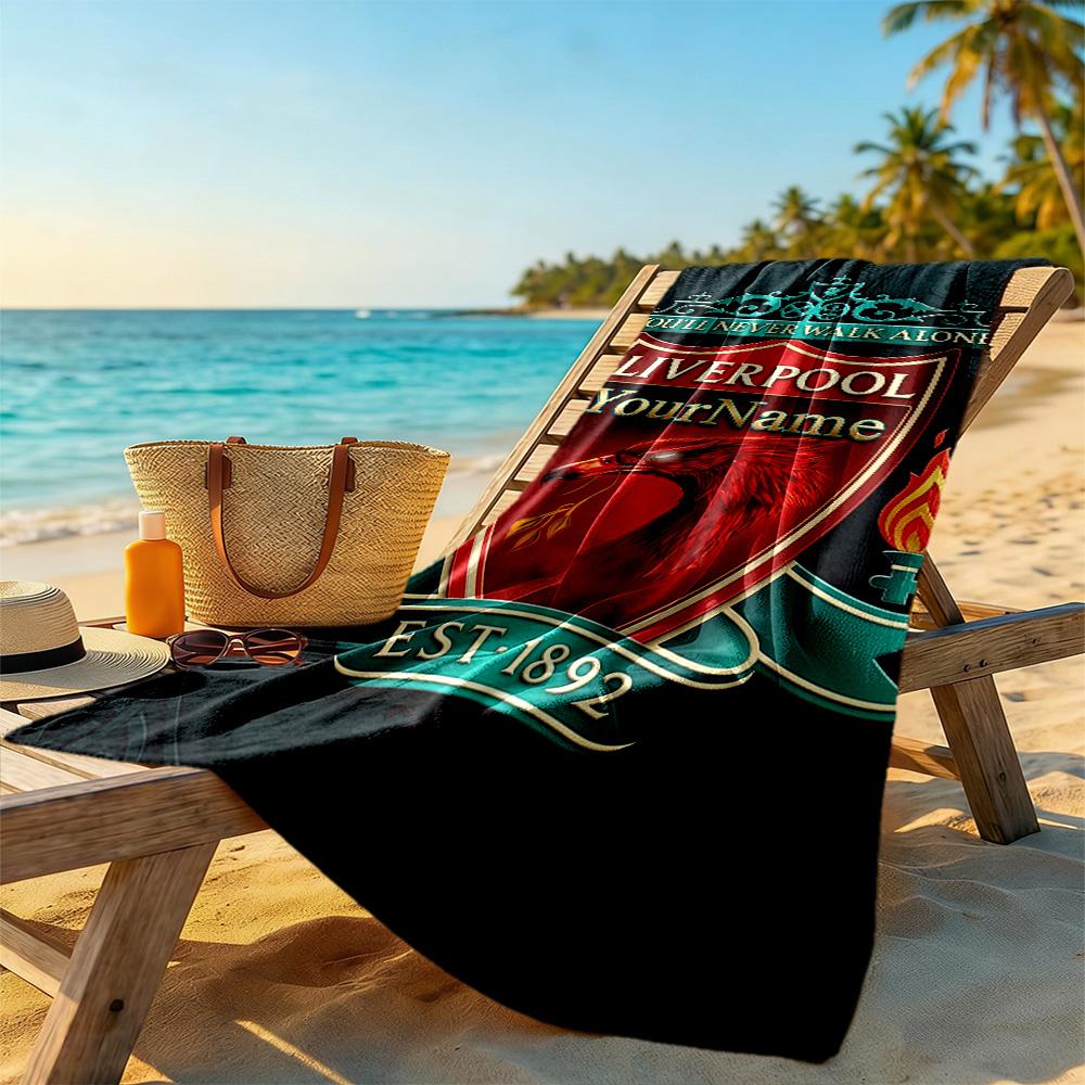 Liverpool Personalized Text Beach Towel Super Soft & Absorbent Suitable for Sports Travel Swimming Yoga Bathroom Beach And Pool