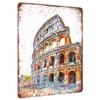Watercolor Style Colosseum Metal Wall Art Italian Landmark Decor for Living Room Bedroom Home Decoration