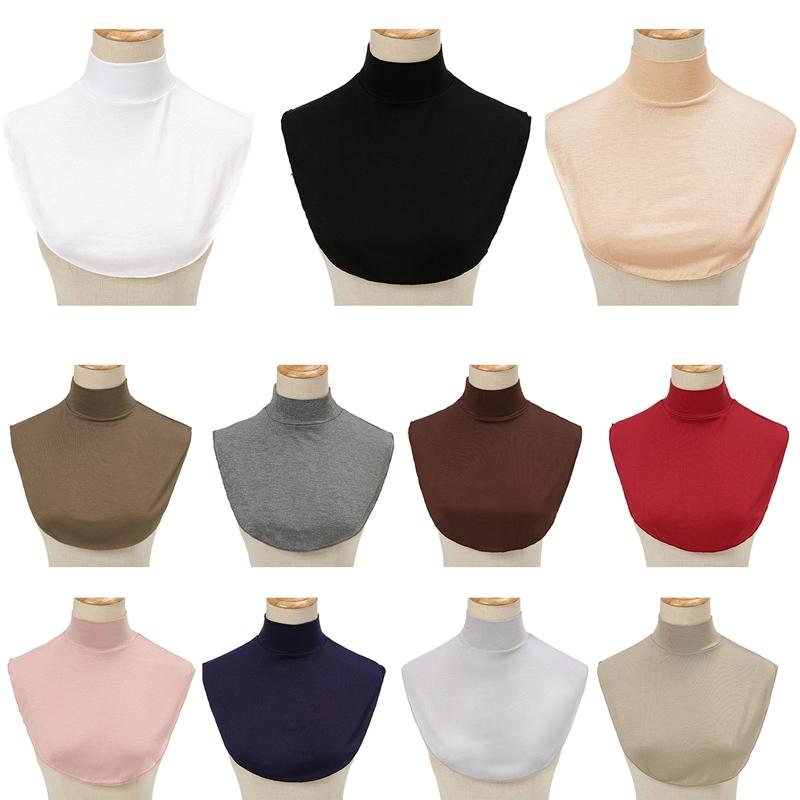 Soft Cotton Modal Inner Neck Cover Solid Color False Collar For Woman Mock Neck Half Top Detachable Collars Neck Free Size