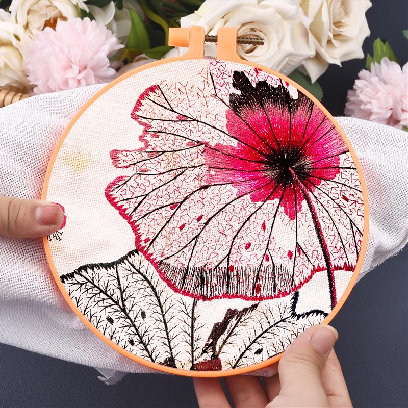 Sewing Tool Round Oval Wooden Color Embroidery Hoops Frame Set Plastic Embroidery Hoop Rings For DIY Cross Stitch Needle Craft