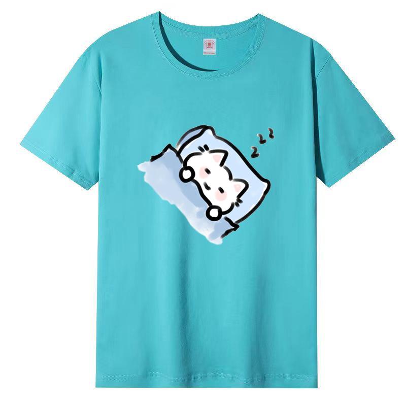 Dámské léto Populární tričko s krátkým rukávem Bavlna Prodyšné Volný top Potištěné tričko Ležérní