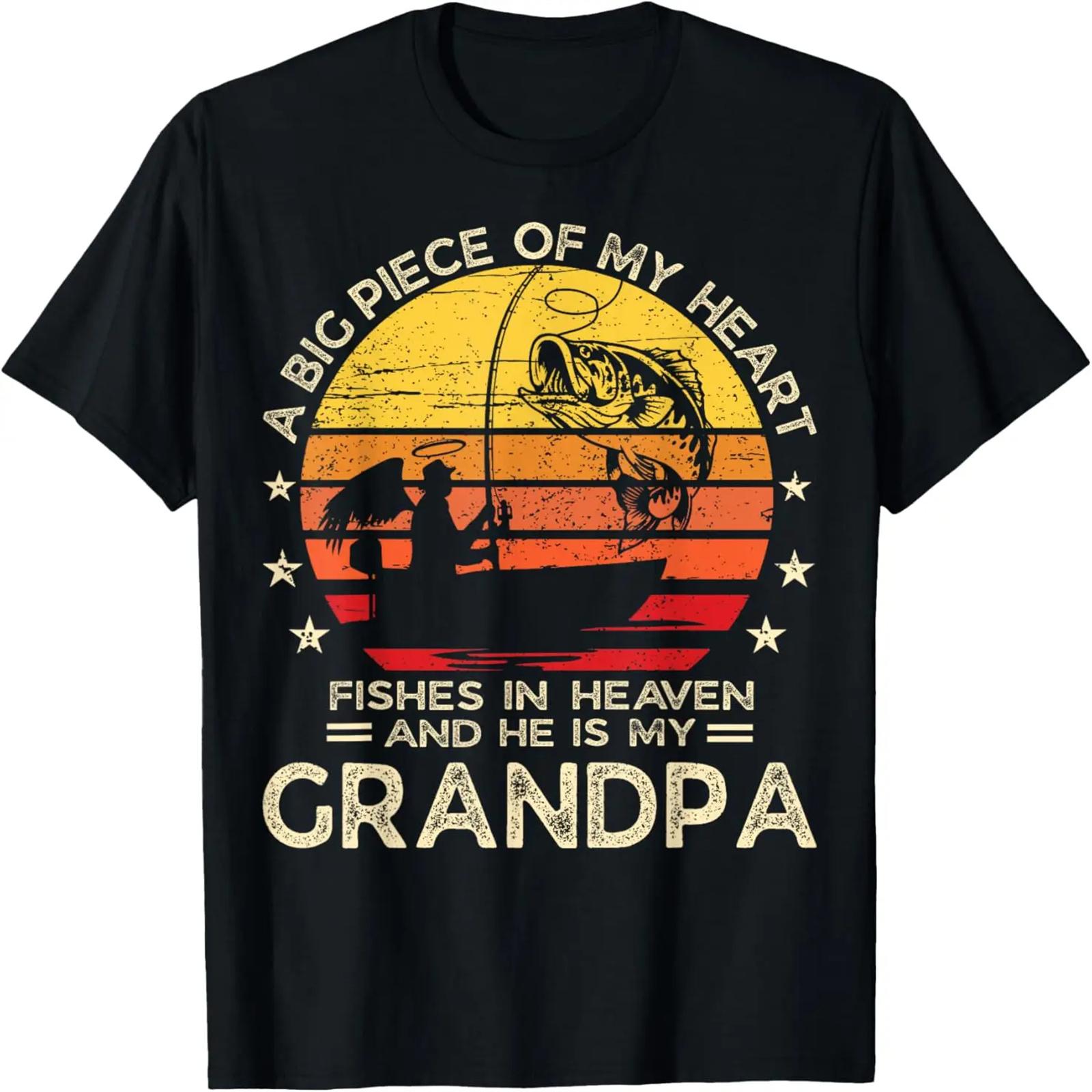 My Grandpa Fishes In Heaven Fishing Memorial Dad Papa T-Shirt S