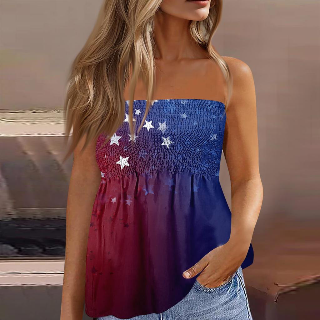 Sommer Schlauchtops für Damen, Niedliches Sexy Off-Shoulder Print Ärmelloses T-Shirt