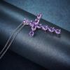 Amethyst Natural Gemstone Cross Pendant Necklace In 925 Silver Plated