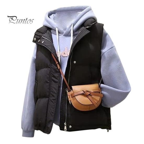 

Зимний женский жилет, пальто, утолщенный, с застежкой-молнией, воротником-стойкой, без рукавов, однотонный, непромокаемый, сохраняющий тепло, уличный пуховик L чёрный