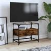 VidaXL TV Cabinet with Glass Top Smoked Oak Engineered Wood, TV Stand, Media Cabinet, Hi-Fi Cabinet, TV Unit, 846056