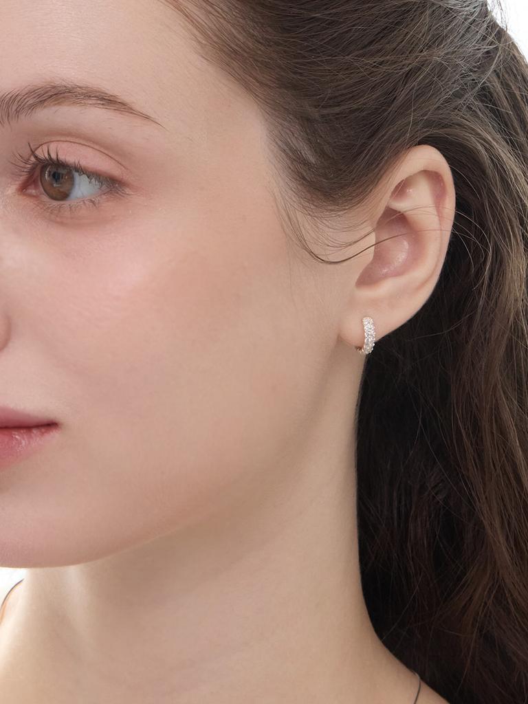 Lucore Silver 925 Two-Line Cubic One-Touch Ring Earrings