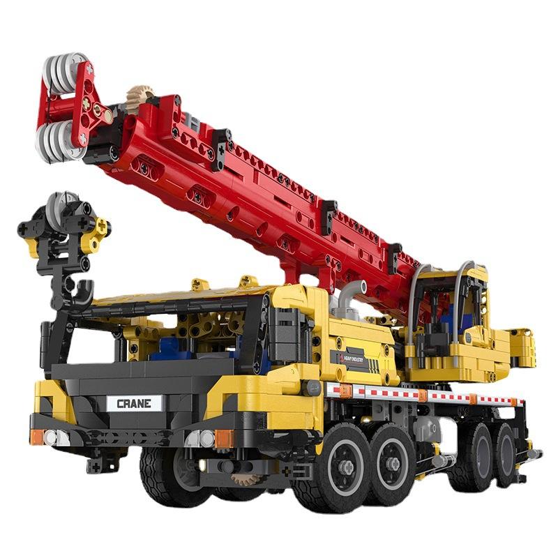 New C61081 Crane Construction Vehicle Pneumatic Mechanical Model Children's Puzzle Toy Small Particle Building Blocks Gift