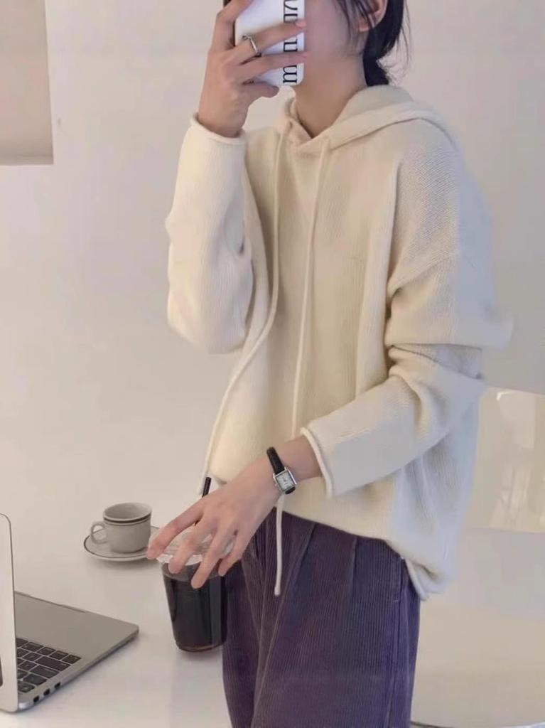 2025 A/W Women's Pure Wool Hooded Pullover - Casual, Soft, and Cozy.
