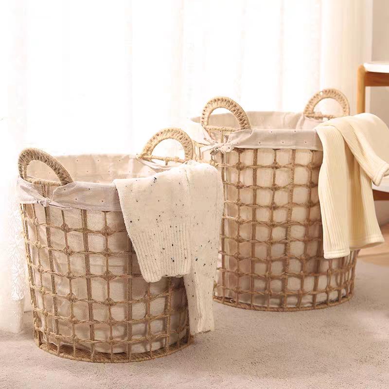 Large Capacity Woven Rattan Laundry Basket & Toy Organizer for Home, Bathroom, & Clothes Storage