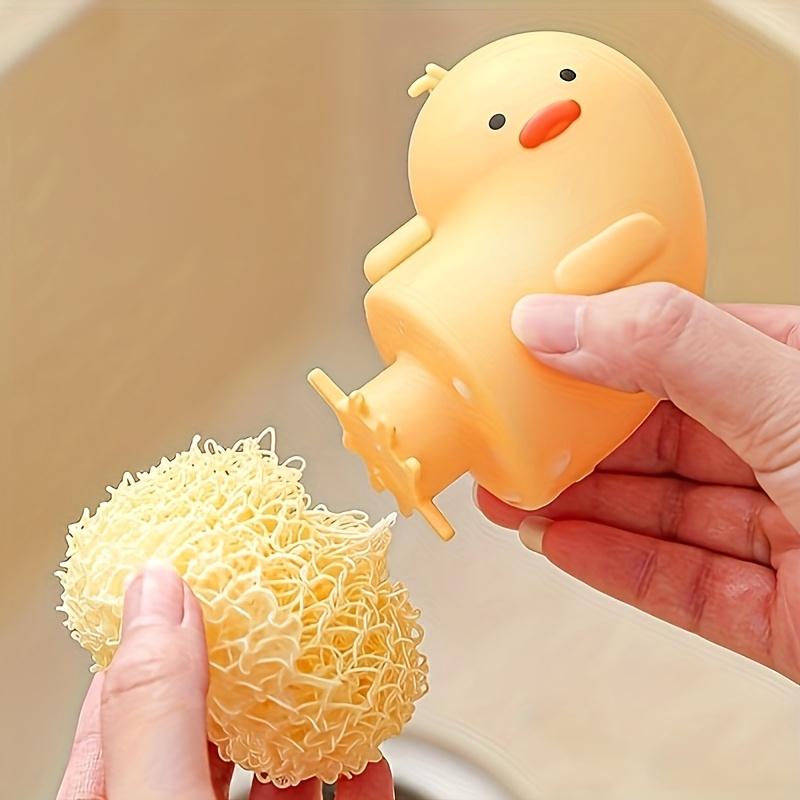 2 Stück Entenförmige Spülbürsten, Hochleistungs-Scheuerbürsten mit rutschfestem Sockel, Niedliches gelbes Entendesign für Küche, Badezimmer